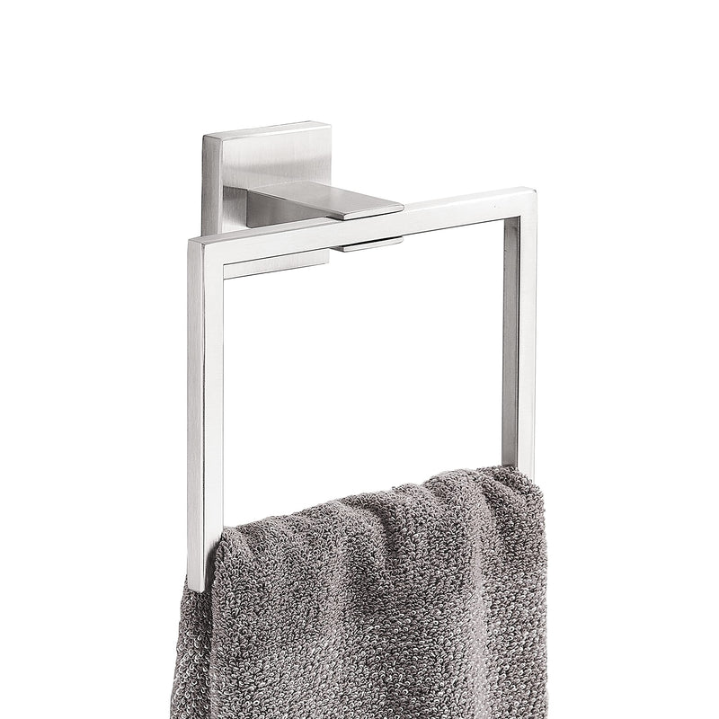 Hand Towel Ring Holder, SUS304 Stainless Steel Square Towel Bar, Towel Rack Brushed Nickel, Bathroom Accessories Modern Style, Wall Mounted - NewNest Australia