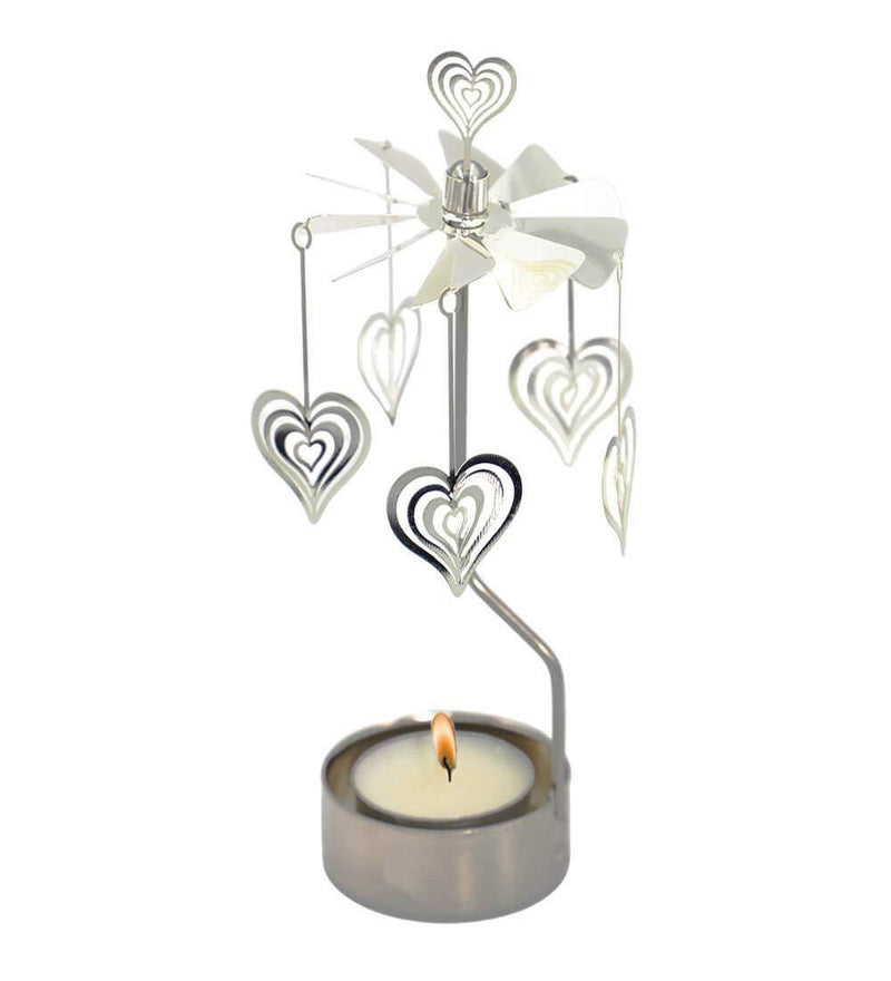 NewNest Australia - HOKHBCW Rotary Candle Holder Spinning Candleholder Metal Small Gift (Heart) 