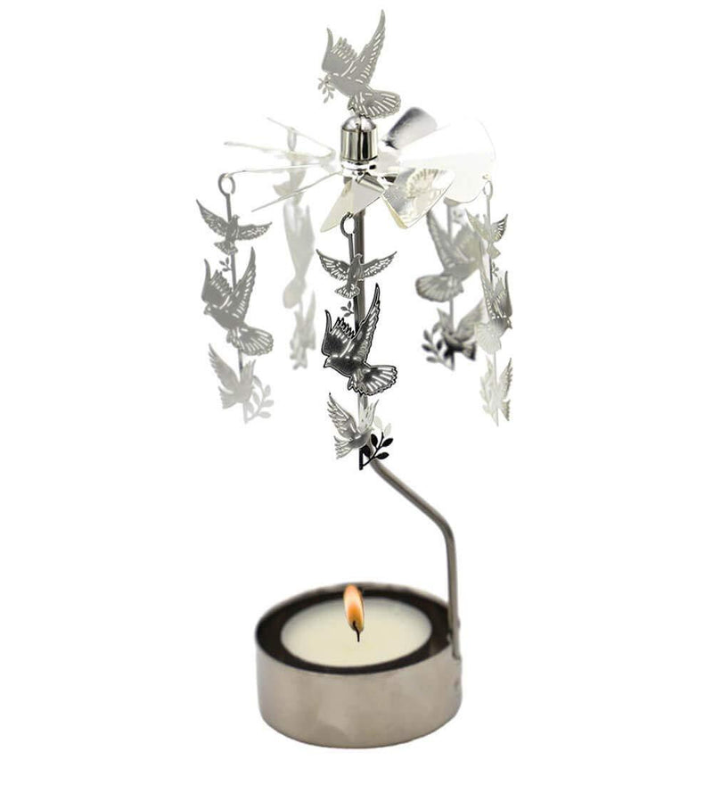 NewNest Australia - HOKHBCW Rotary Candle Holder Spinning Candleholder Metal Small Gift (Dove of Peace) 