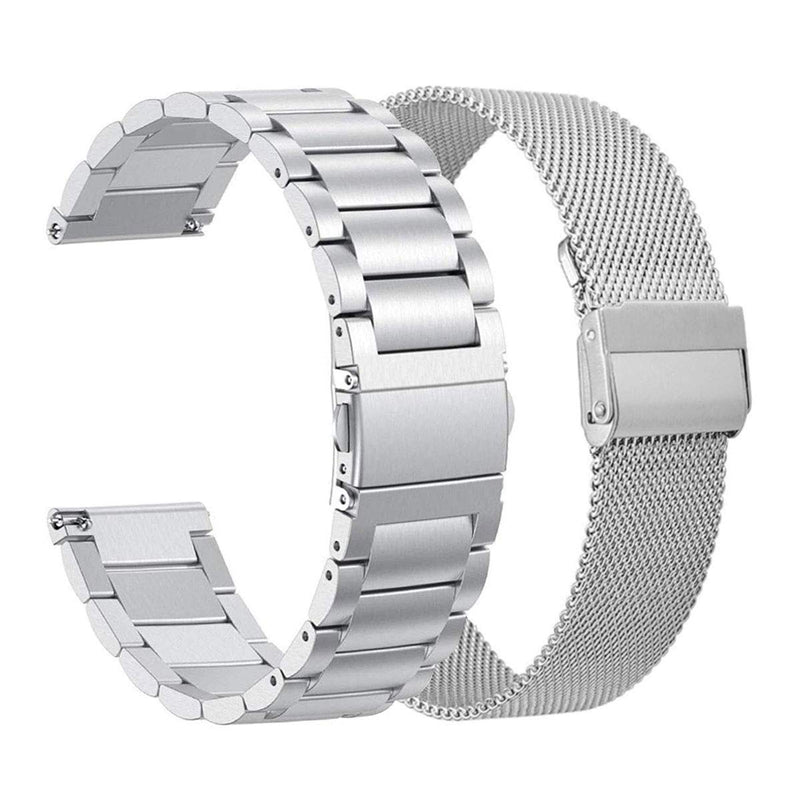 Compatible for Garmin Vivoactive 4S / Venu 2S Bands, ViCRiOR Solid Stainless Steel Watchband+ Mesh Strap Bracelet Replacement Band Strap for Garmin Vivomove 3S , Silver - NewNest Australia