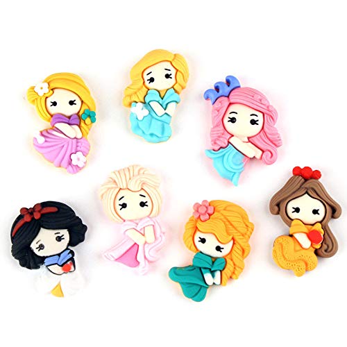 Yontree 15pcs Mixed Resin Flatback Cartoon Princess Charm Cute Ornaments DIY Phone Crafts Scrapbooking Decoration Jewelry Making - NewNest Australia