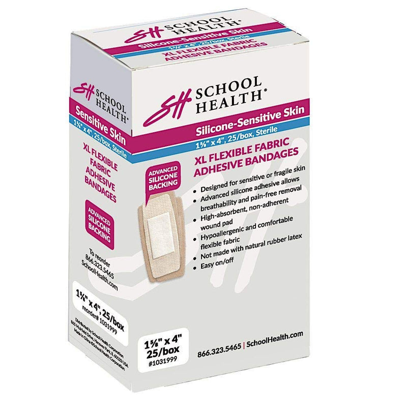 School Health Silicone Adhesive Bandage, 1-5/8 X 4", 25/Box - NewNest Australia