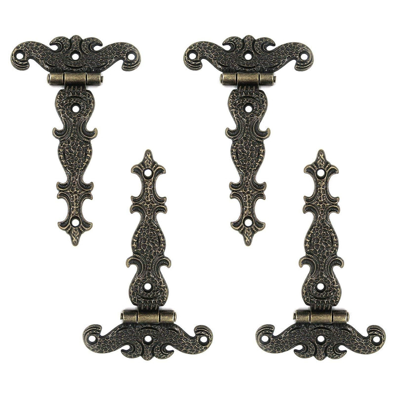 Mironey 4.45" x 2.72" Tee Hinge Zinc Alloy Antique Bronze Decorative T-Strap Hinges Door Hinges with Screws Pack of 4 - NewNest Australia