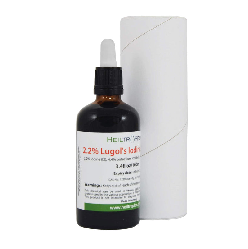 2.2% Lugol's Iodine Solution (3.4 Fl Oz), Pharmaceutical Grade, Lugols Solution Made with Iodine and Potassium Iodide. Heiltropfen® - NewNest Australia