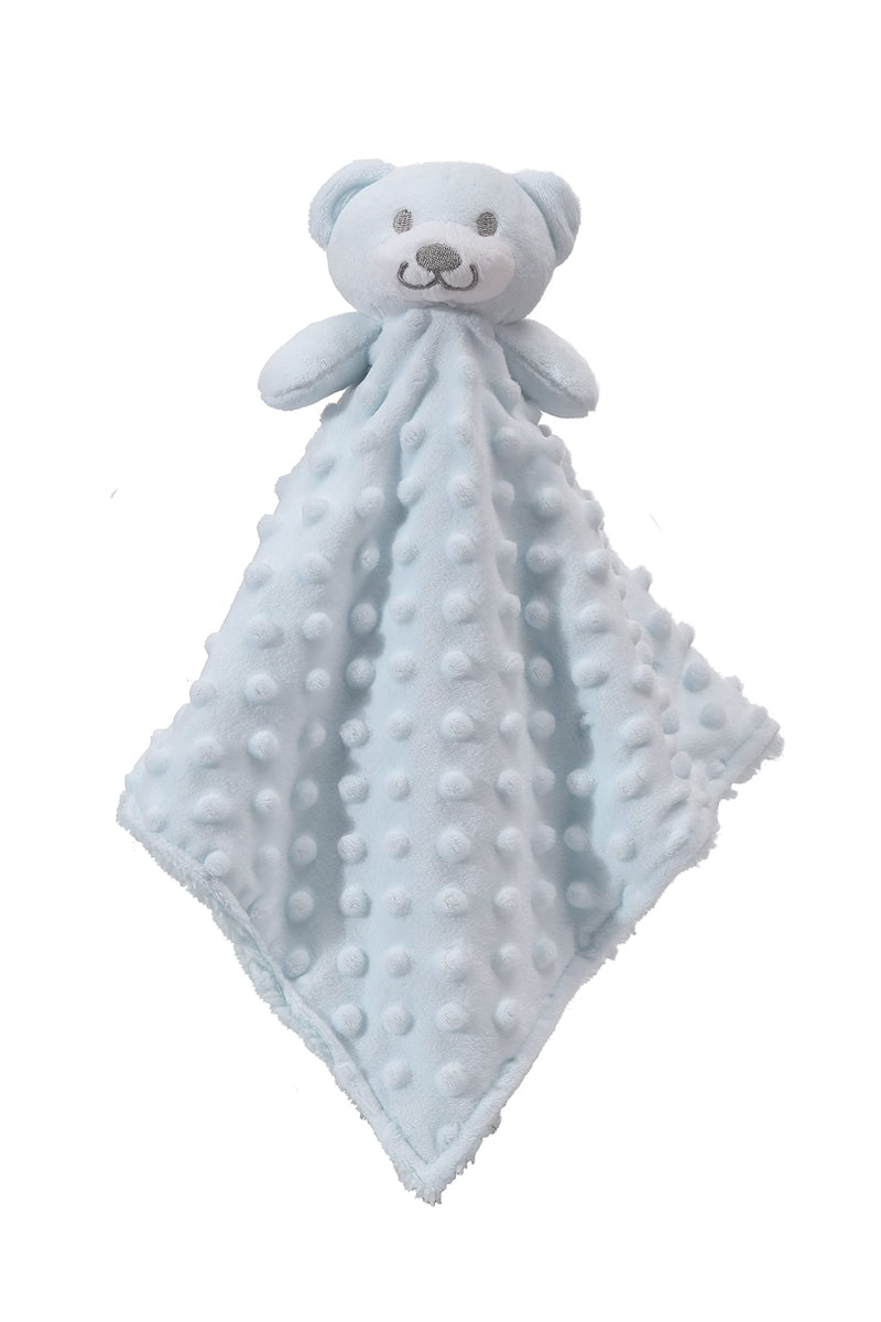 CREVENT Cozy Plush Baby Security Blanket Loveys for Baby Boys, Minky Dot Front + Sherpa Backing with Animal Face (Blue Bear) Blue Bear - NewNest Australia