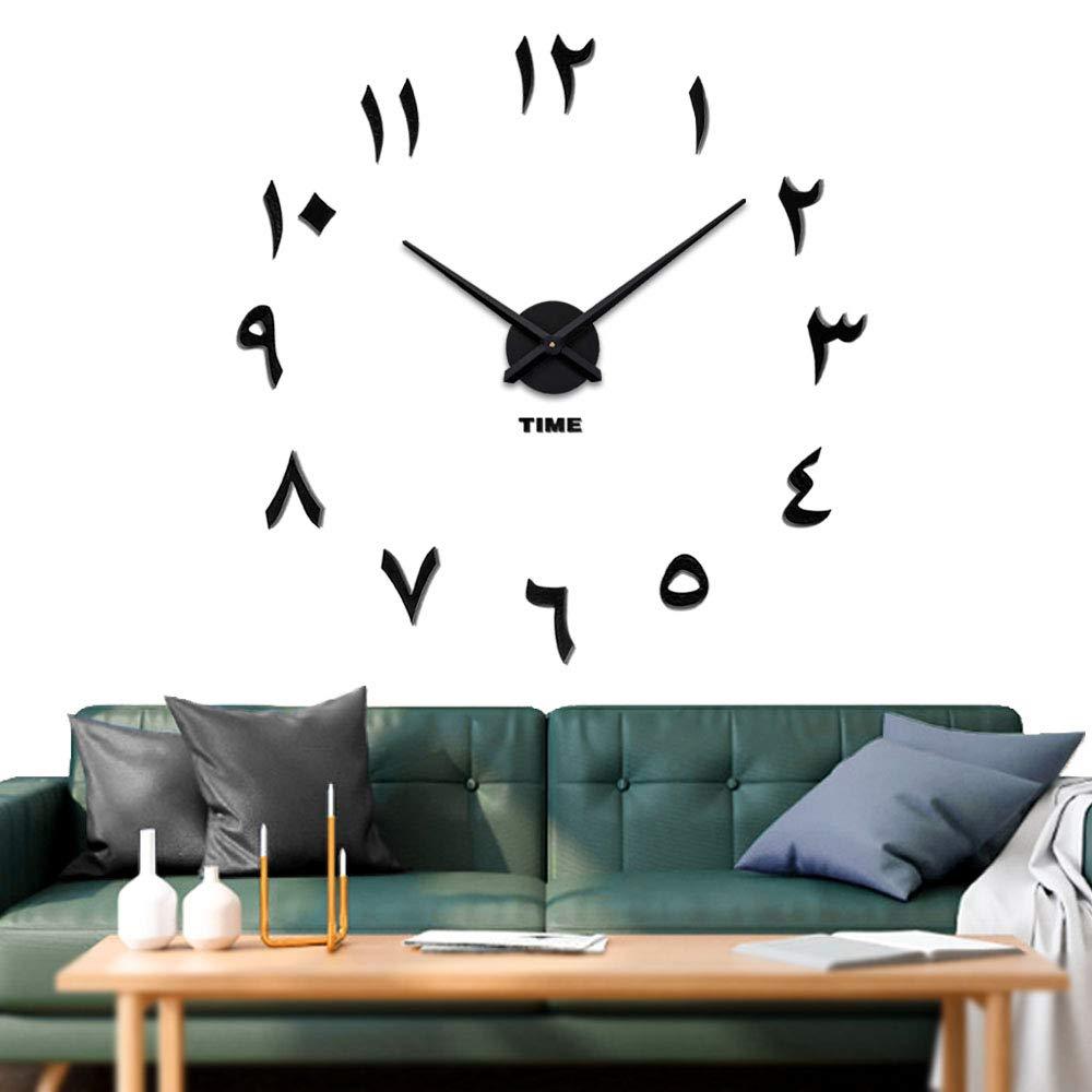 NewNest Australia - VANGOLD Large DIY Wall Clock Modern 3D Wall Clock with Arabic Numerals for Home Office Decorations Gift (Black) Black 