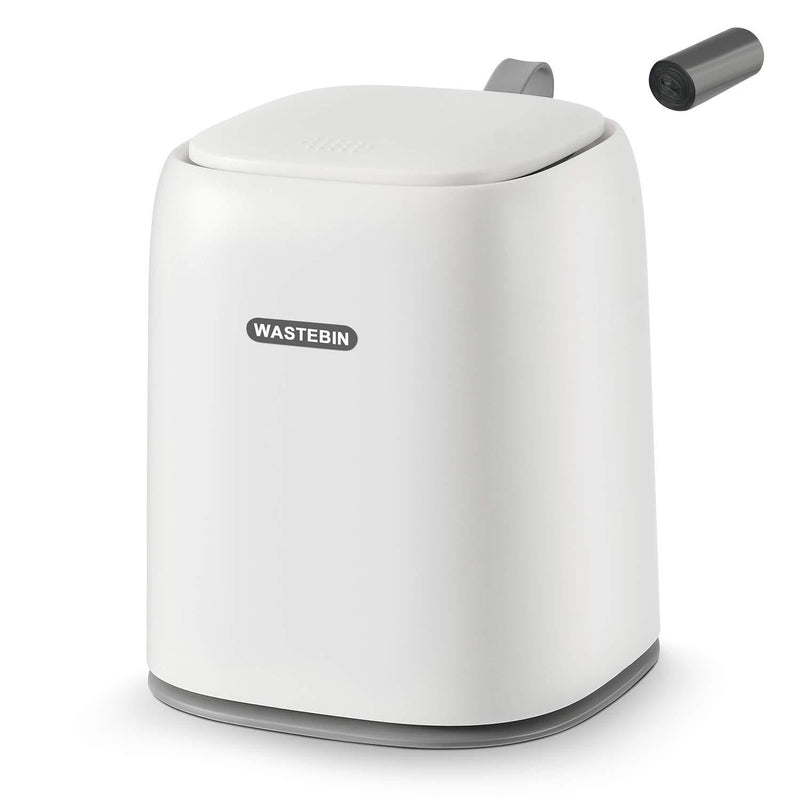 NewNest Australia - SUBEKYU 0.3 Gal Mini Desktop Trash Can with Lid for Office Countertop, Small Wastebasket for Coffee Table/Desk/Tabletop, Tiny Garbage Bin, Plastic, White 1.3L, White 