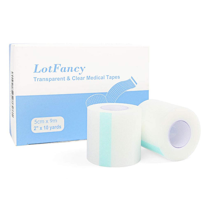 LotFancy Transparent Medical Tape, 6Rolls 2inch x 10Yards, Adhesive Clear Hypoallergenic Surgical Tape, PE First Aid Tape for Wound, Bandage, Sensitive Skin, Latex Free - NewNest Australia