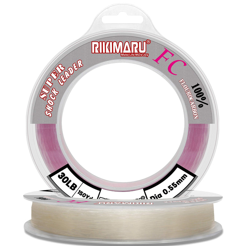 Rikimaru FC 100% Fluorocarbon Pure Shock Resistant, Sinks Faster Than Mono, Leader Material, 2LB-150LB Clear 50Yards-12LB - NewNest Australia