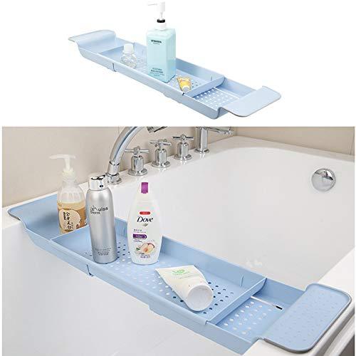 NewNest Australia - Expandable Bath Shelf Bathtub Tray, Adjustable Bathtub Caddy Tray Storage Rack Multifunctional Bathtub Tub Organizer for Book Wine Phone Bathroom Shower, Non-Slip… (Blue) Blue 