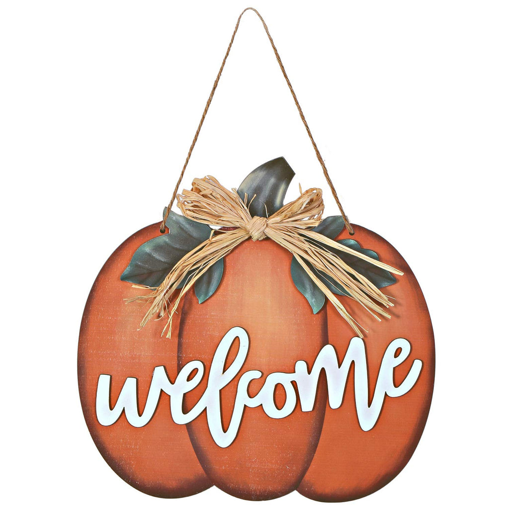 Fall Pumpkin Welcome Sign Wood Pumpkin Welcome Sign Decorative Pumpkin Wooden Sign Wood Pumpkin Hanging Sign Rustic Pumpkin Welcome Door Hanger for Autumn Harvest Thanksgiving Orange - NewNest Australia