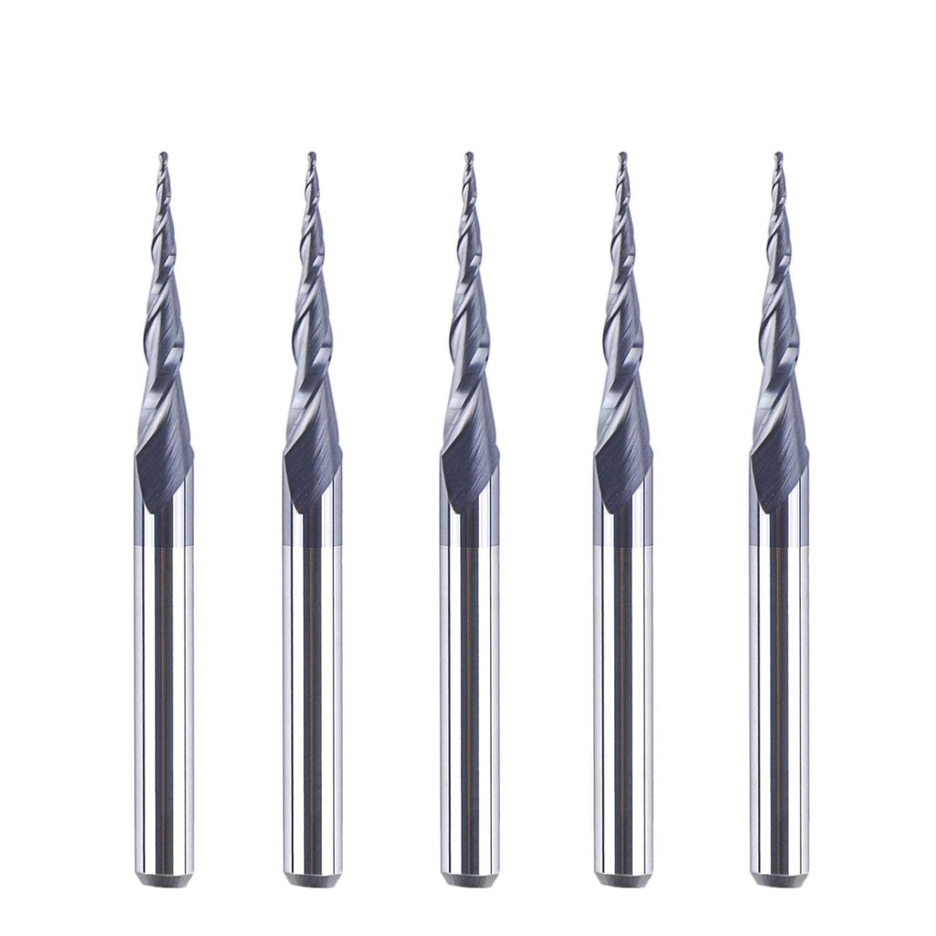 SpeTool 5Pcs Tapered Ball Nose Carving End Mill 1/8 inch Shank 0.25MM Radius (0.5MM Diameter) Tips 3D Woodworking Tool CNC Router Bits R=0.25mm - NewNest Australia