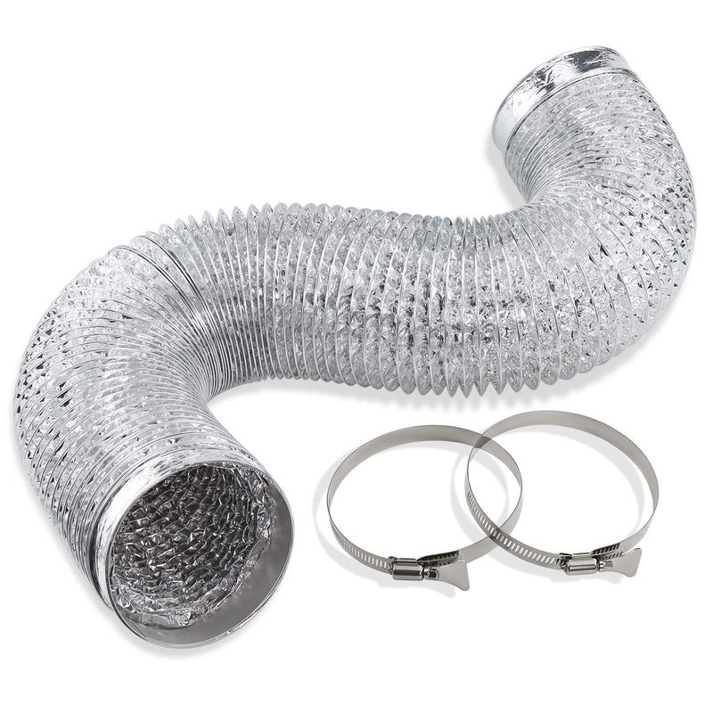 Cenipar Dryer Vent Hose-4 inch Ducting Vent Hose Flexible Aluminum Foil Non-Insulated (4 inch 8 feet) with 2 Clamps 4in-8FT-1PC Silver - NewNest Australia