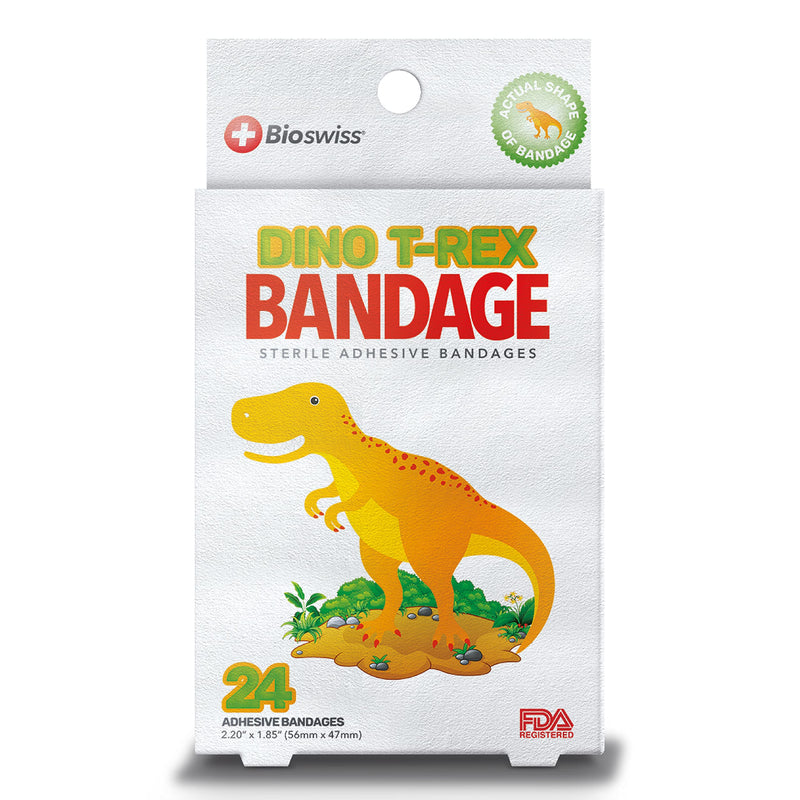 BioSwiss Kids Bandaids | 24pcs Self-Adhesive Sterile Unique Shaped Bandages Colorful Funny Cute Toddler Girls & Boys, Adults First Aid, Protect Scrapes and Cuts | Wellness for Everyone (Dino T-Rex) Dino - NewNest Australia