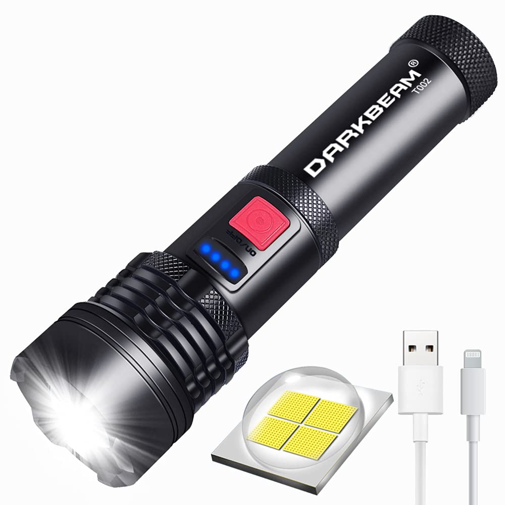 USB Rechargeable LED Flashlight DARKBEAM T002 Super bright XHP50 3000 Lumen Flash Light Lights Tactical Handheld Zoomable for Hiking, Biking, Outdoor Activity Patrol, Home, Emergency - NewNest Australia