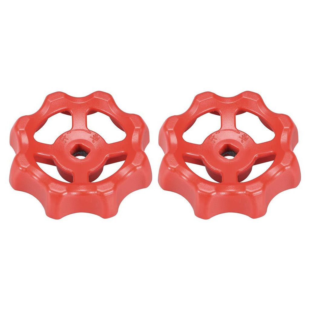 uxcell Plastic Outside Faucet Round Wheel Handle, Square Broach 7x7mm, Wheel OD 65mm ABS Red 2Pcs - NewNest Australia