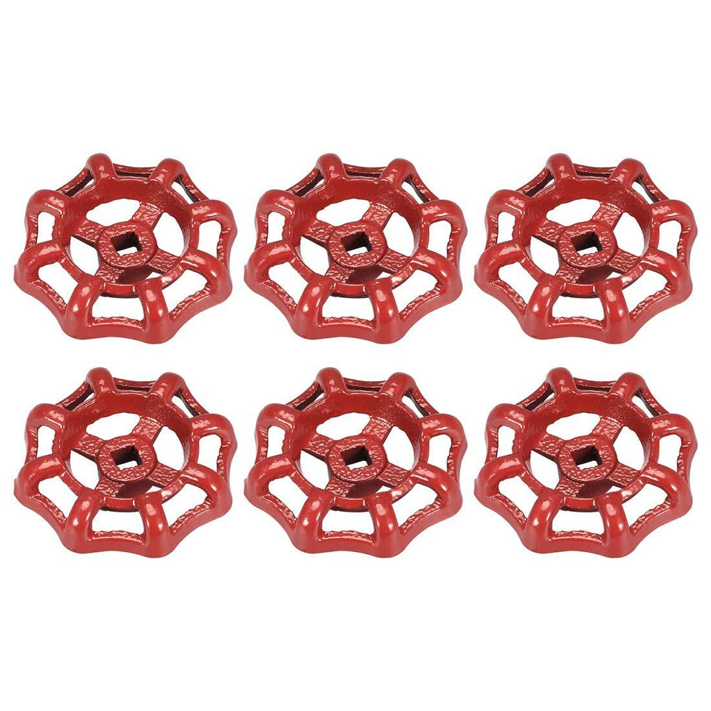 uxcell Metal Outside Faucet Round Wheel Handle, Square Broach 7x7mm, Wheel OD 63mm Paint Cast Steel Red 6Pcs - NewNest Australia