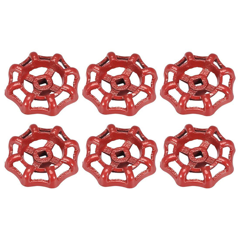 uxcell Metal Outside Faucet Round Wheel Handle, Square Broach 7x7mm, Wheel OD 63mm Paint Cast Steel Red 6Pcs - NewNest Australia