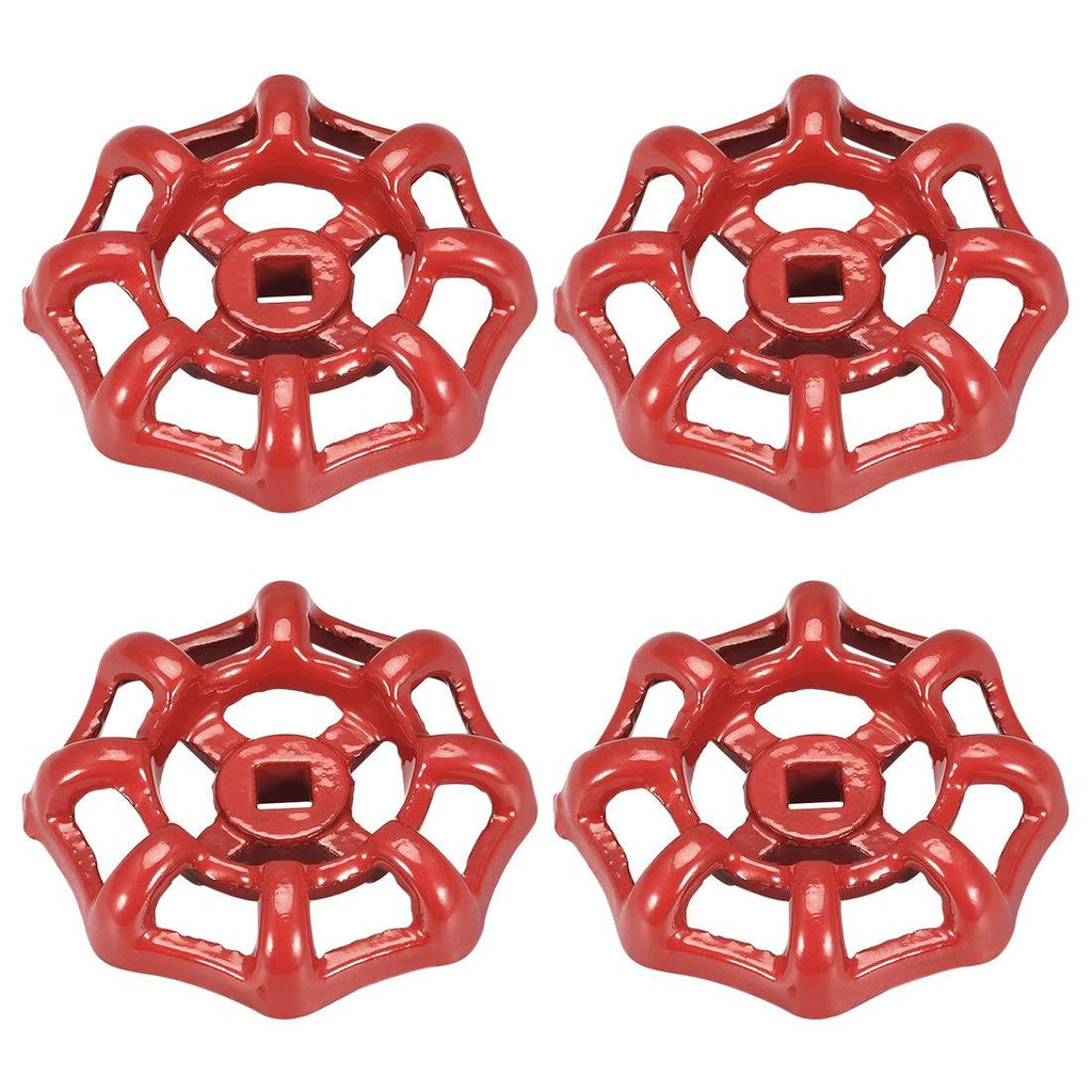 uxcell Metal Outside Faucet Round Wheel Handle, Square Broach 6x6mm, Wheel OD 58mm Paint Cast Steel Red 4Pcs - NewNest Australia