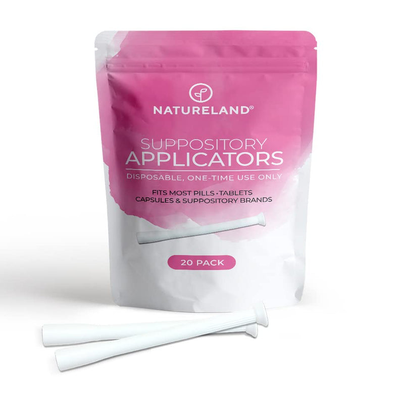 [20 Pack] Natureland Vaginal Suppository Applicators for Women, Made in USA, Soft Tip Auxiliary Tool for Pills, Boric Acid, and pH Balance Tablet Suppositories, Individually Wrapped - NewNest Australia