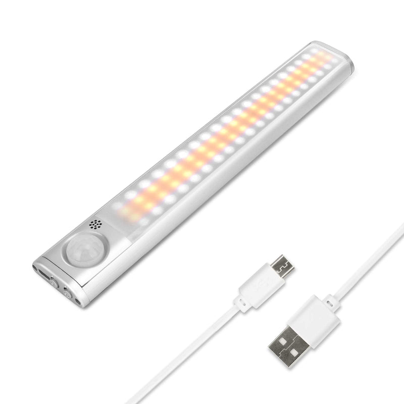 Under Cabinet Lighting 80 LED Closet Light, Motion Sensor Lights Indoor USB Rechargeable Dimmable Wireless Stick-on Night Light Bar for Kitchen, Wardrobe, Garage, Stairs, Bedroom (1 Pack) B-1 Pack - NewNest Australia