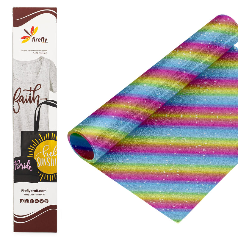 Firefly Craft Glitter Rainbow Heat Transfer Vinyl - Patterned HTV Vinyl for Cricut - Heat Press Vinyl for Shirt Transfers - Iron On Fabric Sheets - 3 Pieces, 12" X 20" (5 Feet) Each 5' Roll - NewNest Australia