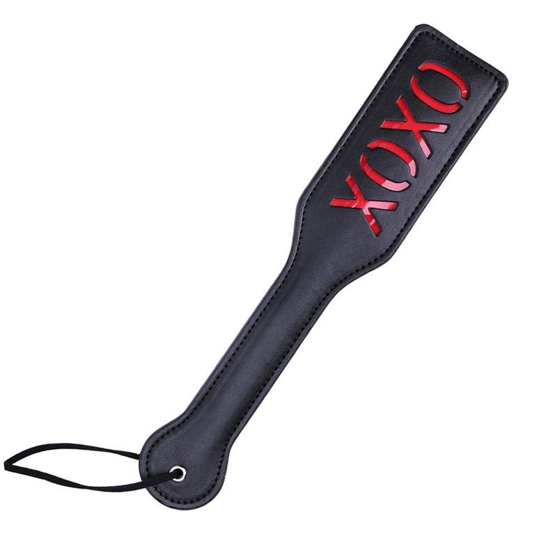 Faux Leather XOXO Spanking Paddle for Sex Play, 12.8inch Total Length Paddle, Black - NewNest Australia