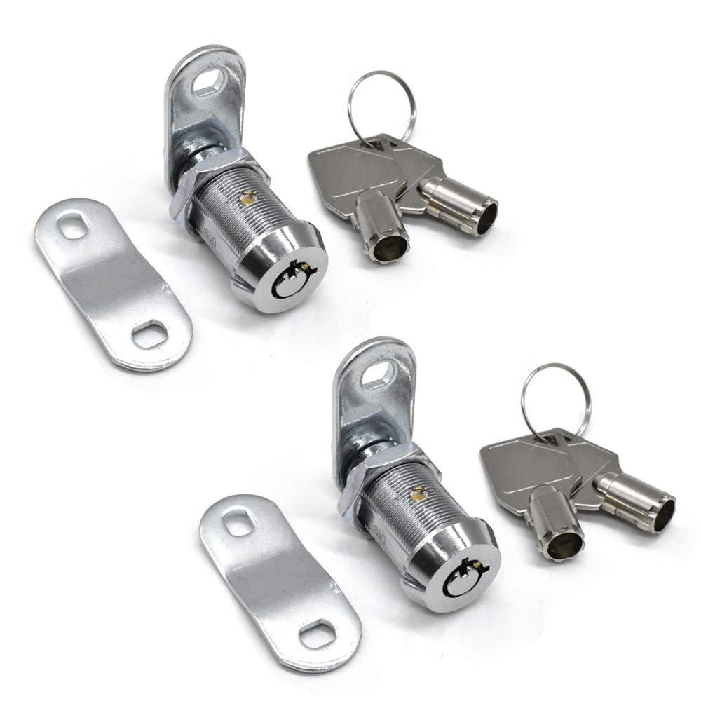 2Pcs Tubular Cam Lock 1-1/8 inch Cabinet Lock Keyed Alike with Chrome Finish for Vending Machine Tool Box Mailbox ATM 1-1/8 inch 2Pcs - NewNest Australia