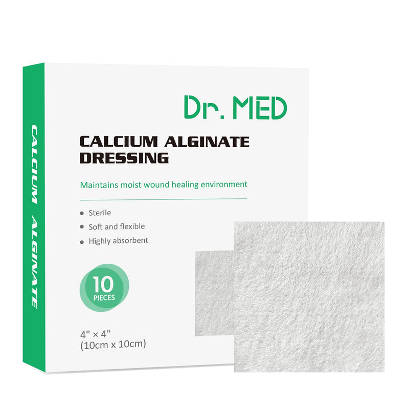Dr. Med Calcium Alginate Wound Dressing Gauze, 10 PCS High Absorption Non-Stick Filling Soft and Comfortable Patch (4"X 4") - NewNest Australia