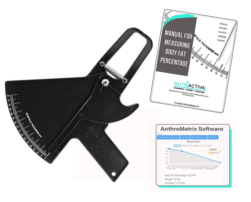 Slim Guide Skinfold Caliper with Body Fat Software and Multilingual Manual (Black) Black - NewNest Australia