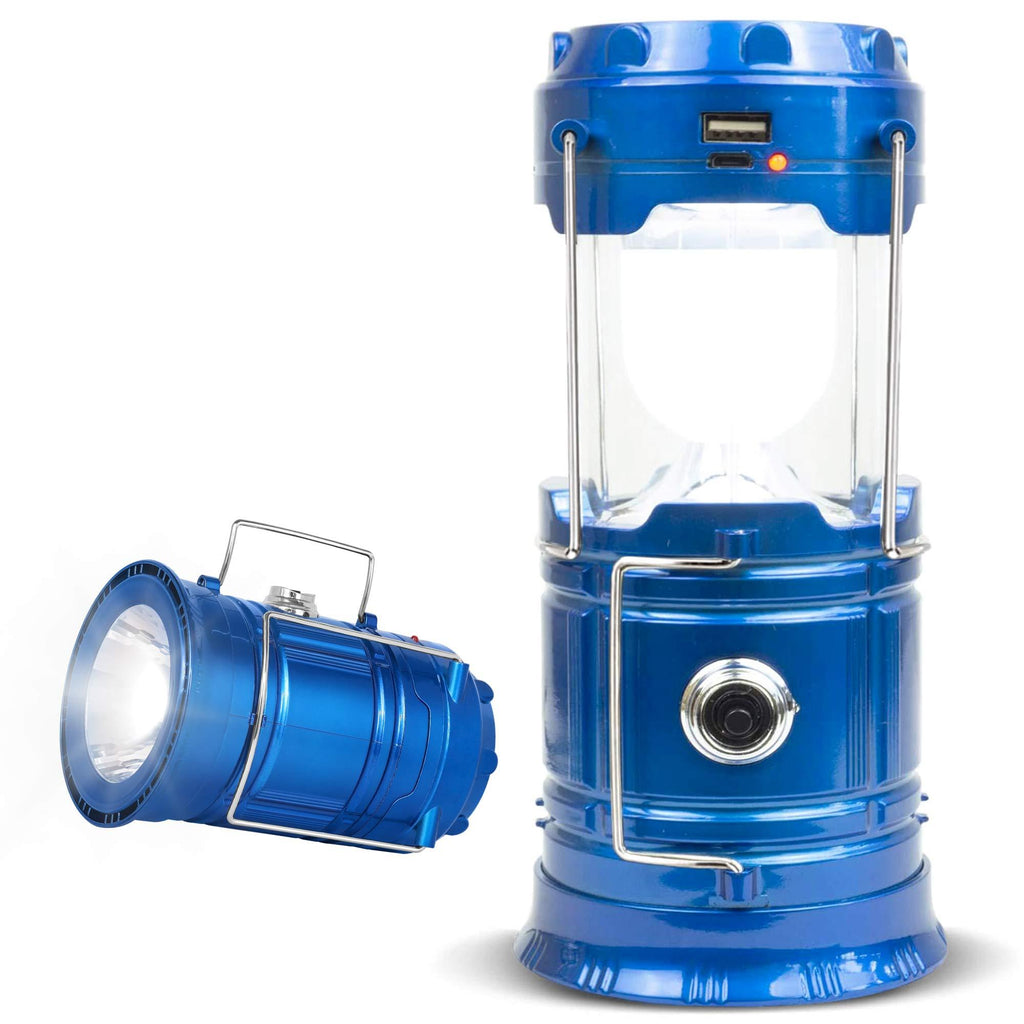 NanaHome LED Camping Lantern Rechargeable, 1 Pack Collapsible Solar Camping Lights with Flashlight, Waterproof Portable Survival Light for Hurricane, Emergency, Power Outages, Hiking, Fishing (Blue)… Blue - NewNest Australia