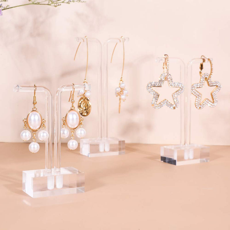GemeShou Acrylic 3pcs Earring Display Stand Clear Earring Holder Lucite T Bar Earring Retail Display Photography Props【Acrylic Earring T Stand-3pcs 】 A/Acrylic Earring T Stand-3pcs Height 4.7"/3.9"/3.1" - NewNest Australia