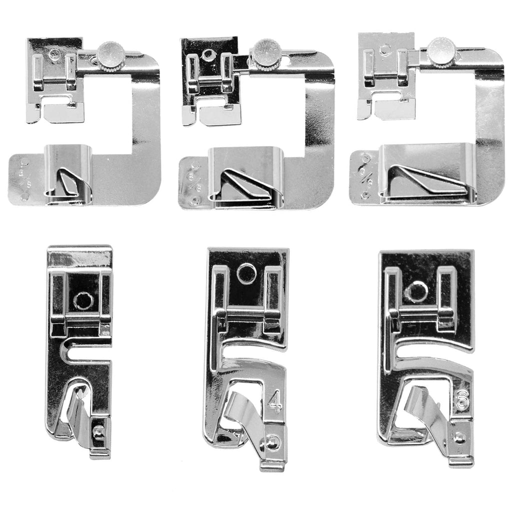 Rolled Hem Presser Foot [6 Sizes] Wide Rolled Hem Foot Set & Narrow Foot Hemmer Set For Brother, Singer & Janome Low Shank Sewing Machines. Hemming Pressure Feet With Distinctive Wide and Narrow Sizes Mixed 6 - NewNest Australia