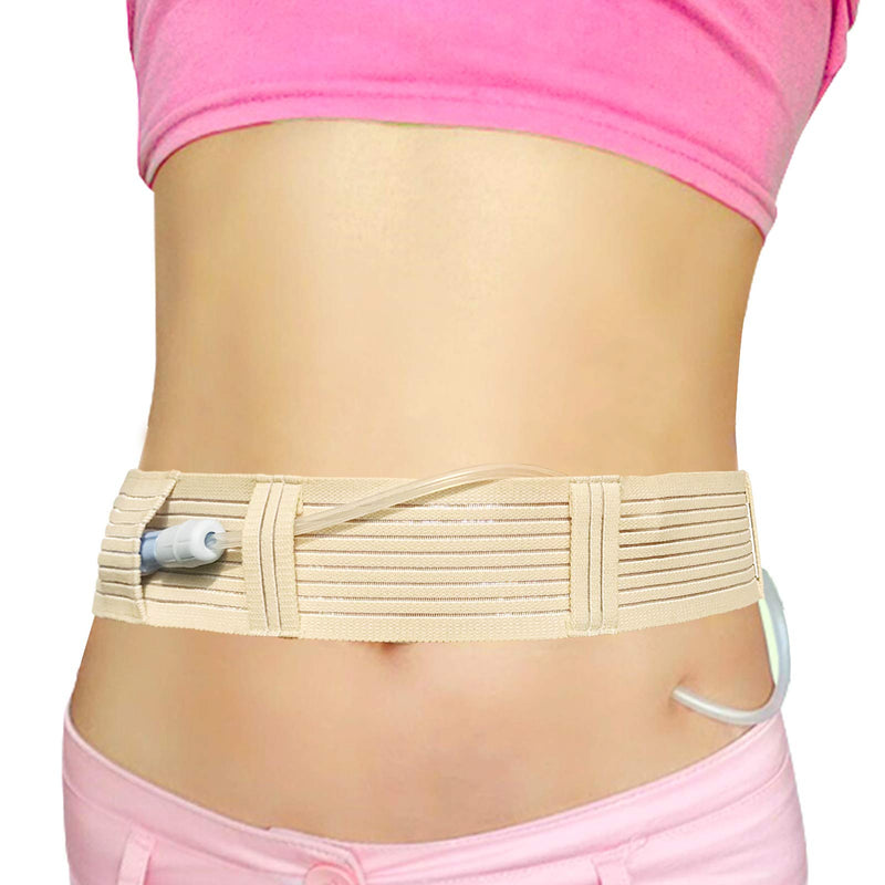 PD Cotton Belt Peritoneal Dialysis Catheter Supplies Stretchy Breathable Abdominal Holder Accessories Adjustable for Secure Dialysis Line Peg G Feeding Tube Women Men Small(24"-35") Small(24"-35") Beige - NewNest Australia