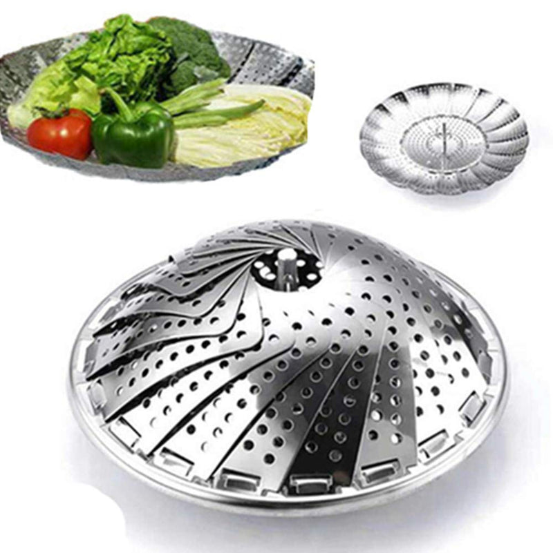 Vegetable Steamer, Stainless Steel Vegetarian Steamer-Foldable Expandable Steamer, Suitable for Various Sizes of Pot (6 inches to 10.5 inches) - NewNest Australia