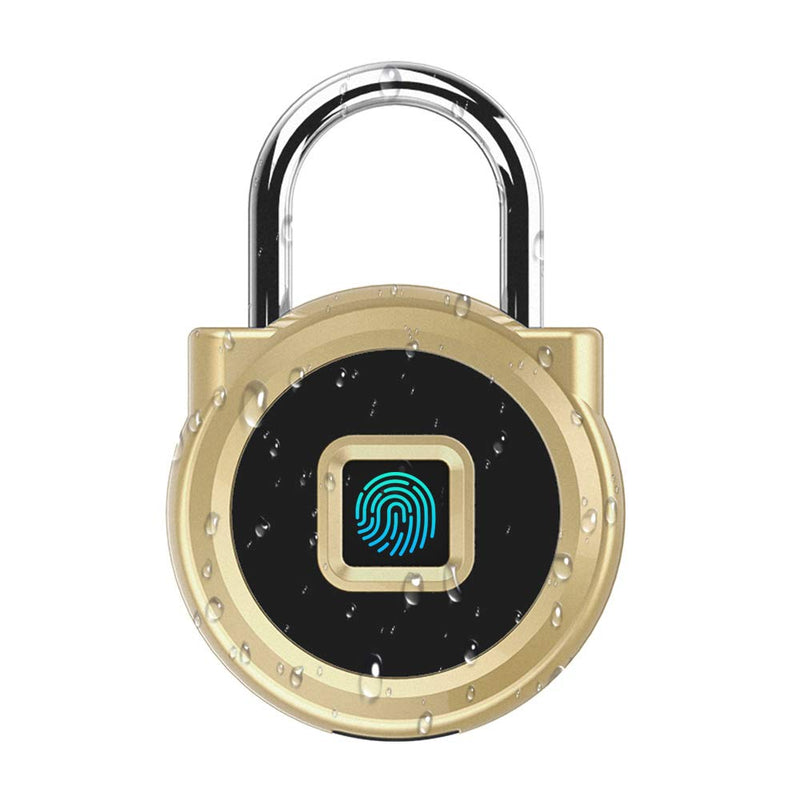 eLinkSmart Gym Locker Digital Padlock, IP65 Waterproof Fingerprint Padlock, Security Keyless Mini Smart Lock for House Door, Swimming Center, Backpack, Travel Luggage (Gold) Glod - NewNest Australia