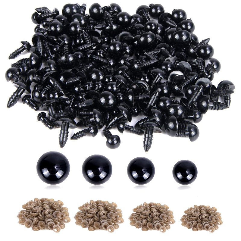 UPINS 500 Pieces Black Plastic Safety Eyes with Washers for Crochet Animal Crafts Doll Making Supplier Bulk (4 Sizes) - NewNest Australia