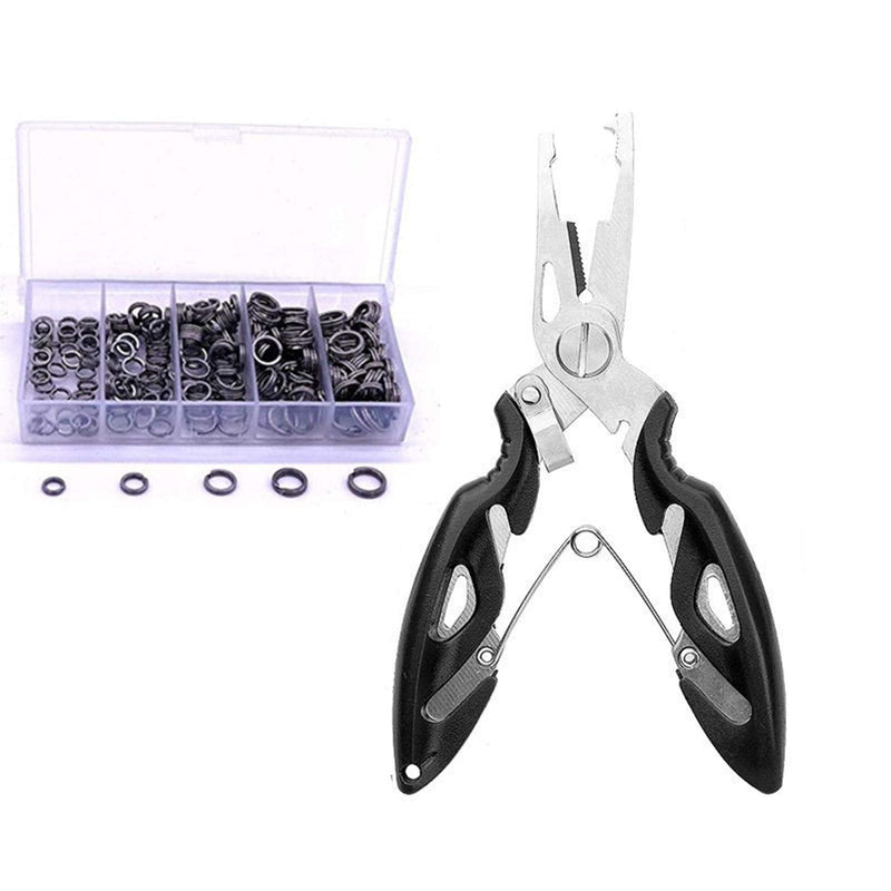 Pack of 252pcs Heavy Duty Stainless Steel Split Rings and Plier Set, Open Jump Rings and Fishing Plier Tool Kit for Saltwater Fishing Lure Connector, Jewelry Making Findings, Small Key Rings - NewNest Australia