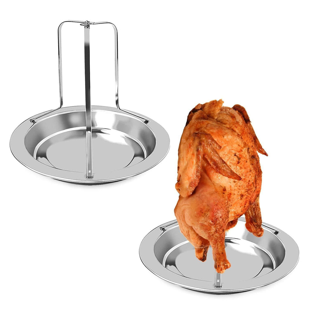 Chicken Roaster Rack,2 Pack Stainless Steel Beer Can Chicken Holder Vertical Roaster Rack Chicken Roasting Rack Roasting Pan for Grill Oven BBQ - NewNest Australia