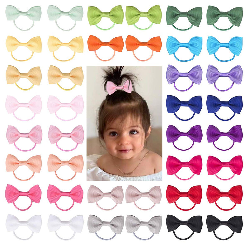 Baby Hair Ties with Bows for Toddler - 2 Inch Elastic Ponytail Holders Small Hair Ties For Baby Girls Infants Hair Accessories 40 Pieces hair tie 40p -a - NewNest Australia
