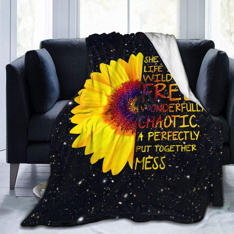 NewNest Australia - Sunflower Quotes Flannel Blanket,Super Soft Throw Blankets Warm Fuzzy Plush Blanket for Women,Reversible Bed Blanket for Crib Couch Chair Living Room Travel,Sunflower Gifts for Kids Adults 50"X40" 50"x40" Black and Yellow Sunflower Quotes 