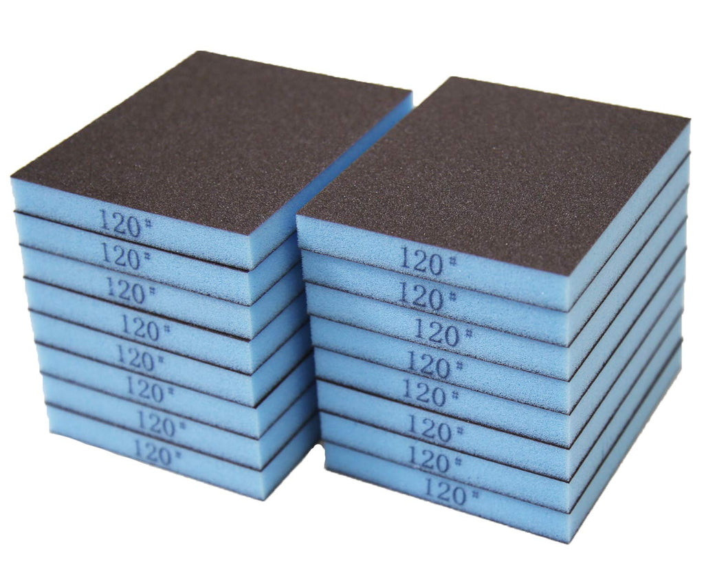 COSPOF Sanding Sponge 120 Grit 16 Pcs, Sanding Blocks for Wood, Metal, Paint and Drywall, Wet and Dry Sanding Sponges for Kitchen Cleaning. - NewNest Australia