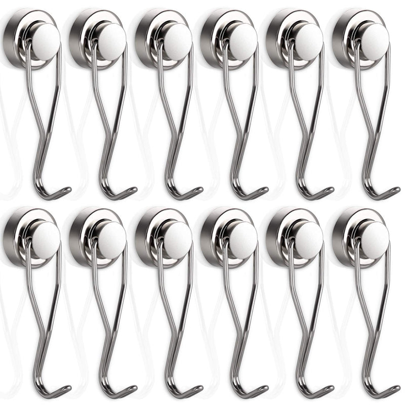 Swivel Swing Magnetic Hook New Upgraded, 30LB（12pack） Refrigerator Magnetic Hooks ,Strong Neodymium Magnet Hook, Perfect for Refrigerator and Other Magnetic Surfaces,60mm(2.36in) in Length 16mm-12p - NewNest Australia