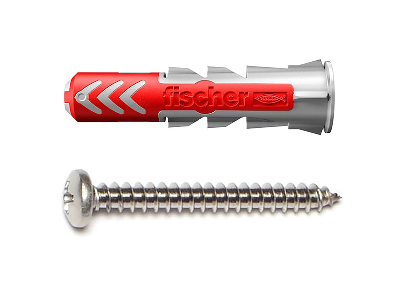 fischer DUOPOWER (#8) 1/4" x 1 3/16" Universal Wall Anchor with Screws (50 Pcs) - NewNest Australia