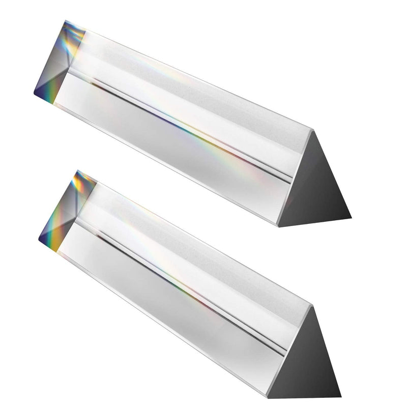 Young4us 2 Pack 6-inch Crystal Optical Glass Triangular Prism for Photography, Kids, Science, Teaching Light Spectrum, Physics and Taking Photos Pictures (Set of 2, 150mm) - NewNest Australia