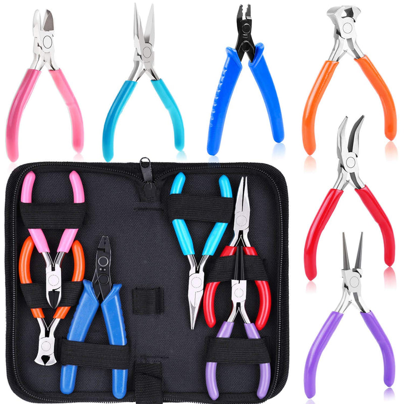Jewelry Pliers, Acejoz 6pcs Jewelry Making Tools Kit Includs Needle Nose Pliers, Round Nose Pliers, Wire Cutters, Crimping Pliers, Bent Nose Pliers, End Nippers for Beading Craft - NewNest Australia