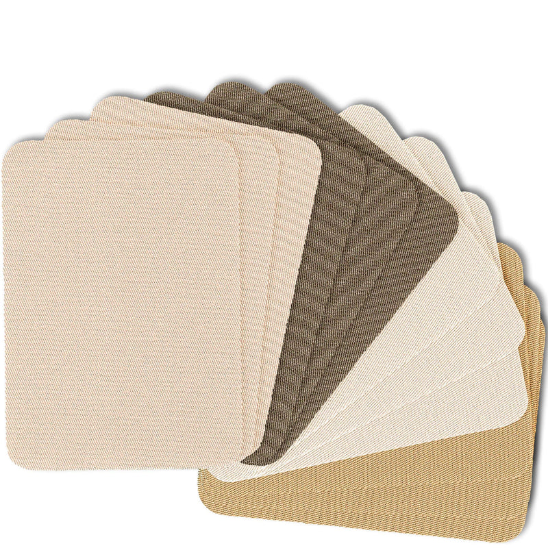 ZEFFFKA Premium Quality Fabric Iron-on Patches Inside & Outside Strongest Glue 100% Cotton Shades of Brown Beige Khaki Repair Decorating Kit 12 Pieces Size 3" by 4-1/4" (7.5 cm x 10.5 cm) - NewNest Australia