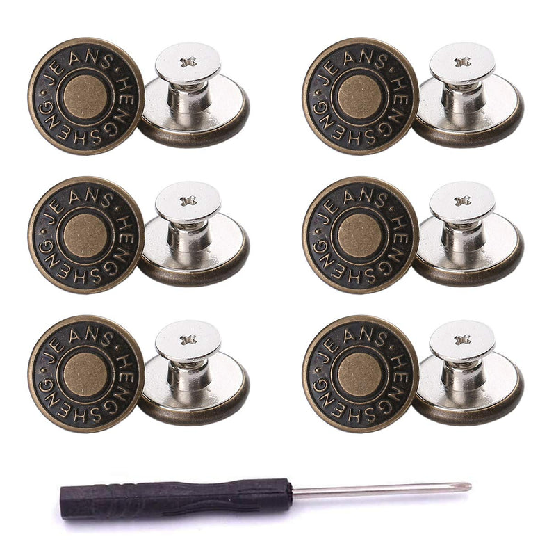 12 Pcs Button for Sewing Metal Jeans,ICEYLI 17 mm No-Sew Nailess Removable Metal Jeans Buttons Replacement Repair Combo Thread Rivets and Screwdrivers - NewNest Australia
