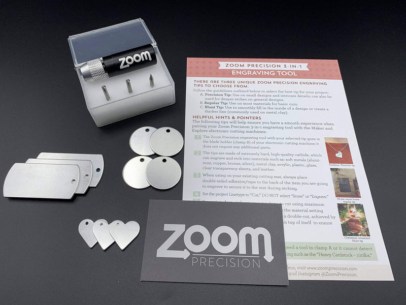 Cameo 4 Etching/Engraving 3 in 1 Tool Kit with Precision, Normal, and Blunt Tips and Metal Stamping Blanks for use in Silhouette Cameo 4, Cameo 4 Pro, and Cameo 4 Plus by Zoom Precision - NewNest Australia