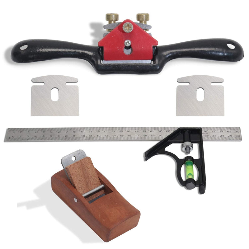 boeray 9" Adjustable SpokeShave with Flat Base, 3pcs Metal Blade and 1pcs Portable Woodworking Planes Wood Working Hand Tool and Level Ruler Perfect for Wood Craft, Wood Craver, Wood Working A - NewNest Australia